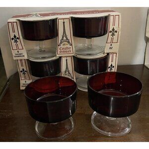 Vintage Luminarc Cavalier Champagne Glasses Sherbet Ruby France Set 6
